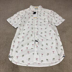 Denim & Flower Ricky Singh Button Down Shirt White Short Sleeve Men’s Small NWT